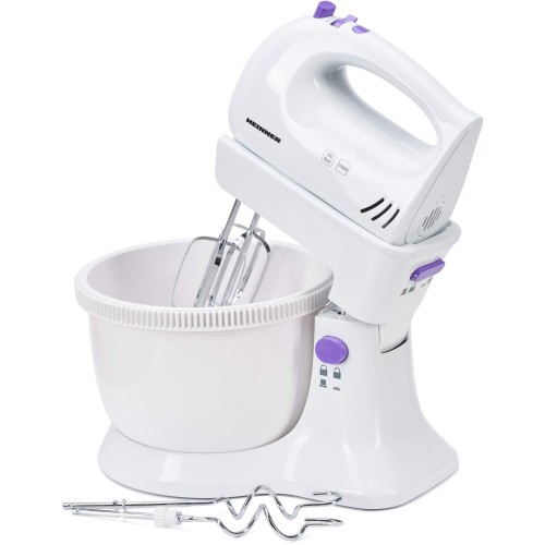 Mixer cu bol Heinner HMB-350UV, 300 W, 2.5 l, 5 viteze, Alb