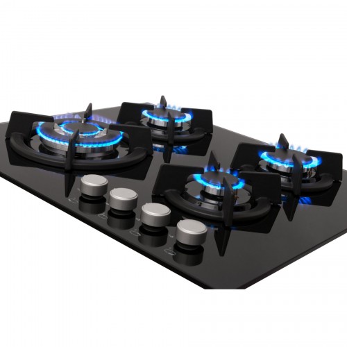 Plita incorporabila HANSA BHGI63112035, 4 Arzatoare, Gaz, Aprindere electrica, Sticla neagra