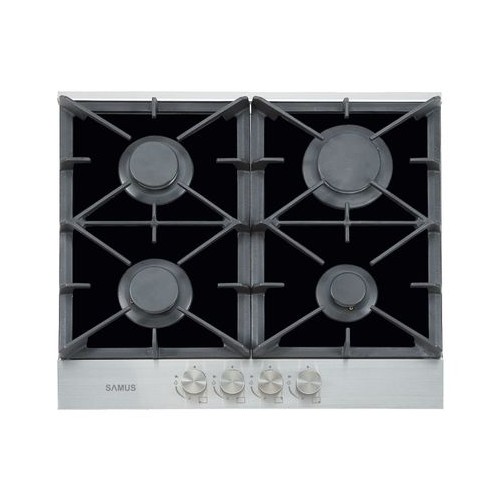 Plita incorporabila Samus PSG-64SGX1, Gaz, 4 arzatoare, Aprindere electrica, Sticla/Inox