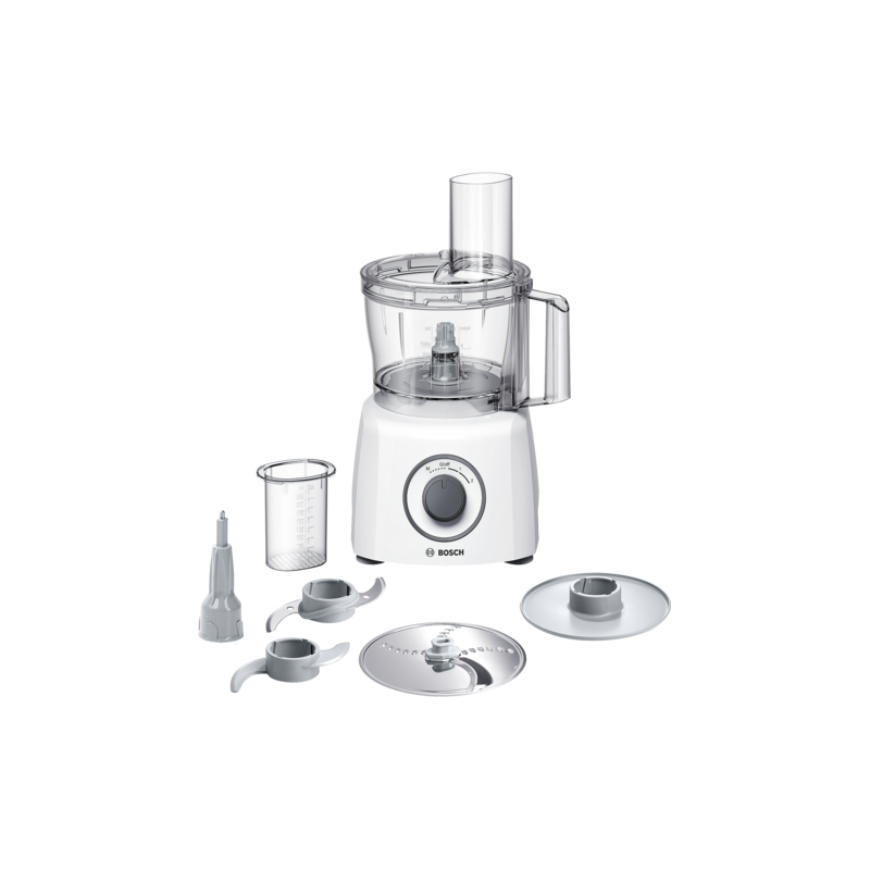 Robot de bucatarie Bosch MCM3100W, 800 W, bol 2.3 l, 2 viteze, Alb/Gri