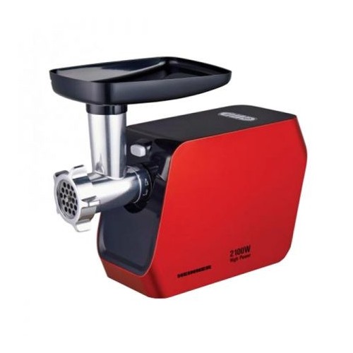 Masina de tocat Heinner MG-2100RD, 2100W, Accesoriu rosii, Accesoriu carnati, Cutit inox, Rosu
