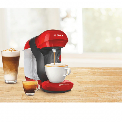 Aparat pentru bauturi calde, Bosch Tassimo Style TAS1103, 1400 W, 0.7L, 3.3 bar, autocuratare si decalcifiere, Rosu