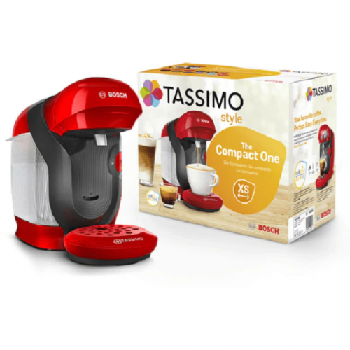 Aparat pentru bauturi calde, Bosch Tassimo Style TAS1103, 1400 W, 0.7L, 3.3 bar, autocuratare si decalcifiere, Rosu