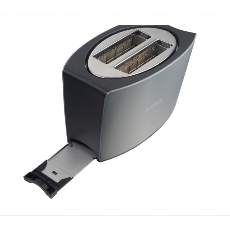 Prajitor de paine Albatros Confort 800 W, 2 Felii, 8 Trepte de Prajire, Termostat Reglabil, Tavita Firimituri, Argintiu
