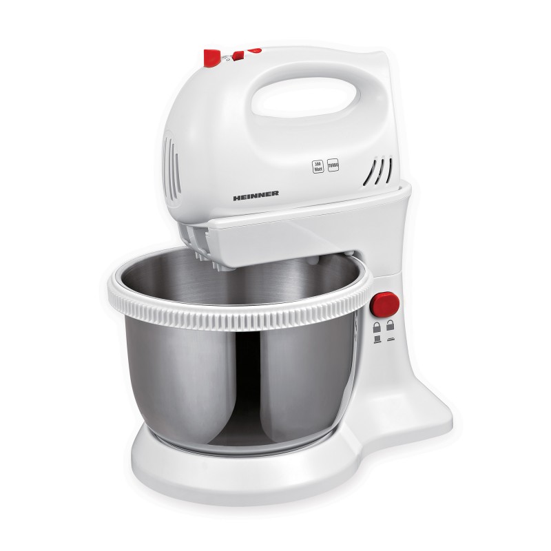Mixer cu bol Heinner HMBR-300W, 300 W, 3.4L, 5 Viteze, Turbo, Alb ( HMBR-300W)