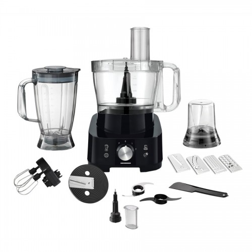 Robot de bucatarie Heinner HFP-1000BK, 1000W, bol 3.5L, blender 1.8l, 2 viteze + pulse, cutit inox, negru  ( HFP-1000BK )