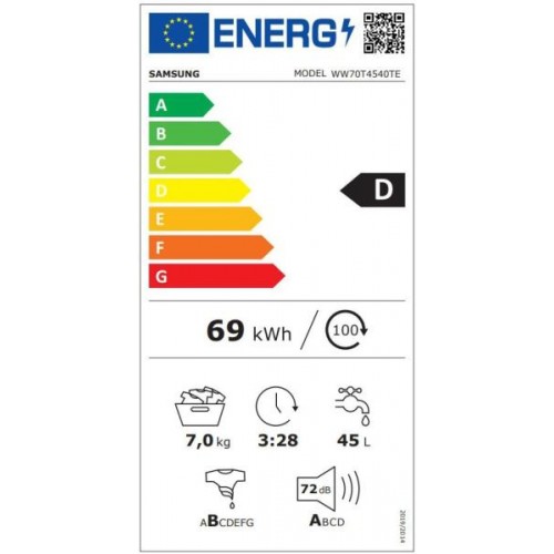 Masina de spalat rufe Samsung WW70T4540TE, 7 kg, 1400 RPM, Add Wash, Clasa D (Alb) (WW70T4540TE )