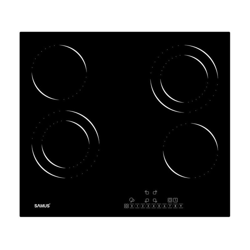 Plita Samus PSVE-64BG6,4 Arzatoare, Latime 60 cm, Touch Control, Setari putere 9 trepte, Timer ( PSVE-64BG6 )